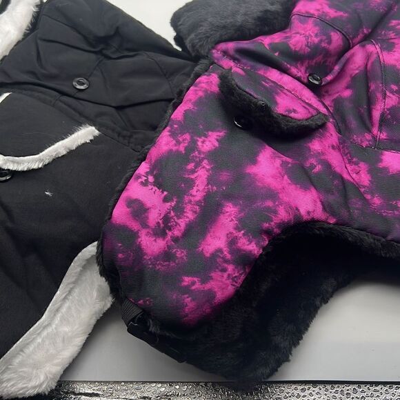 Trapper hat 2 hat bundle-NWT-nylon black & acid wash pink - Picture 3 of 4